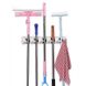 Держатель-органайзер для швабр Magic Broom Holder настенный подвесной | Универсальный Фиксатор швабры, метлы и щеток на 5 ячеек и 6 крючков