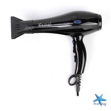 Фен для волос с насадками Kemei KM-3319, мощность 1800Вт, Функция ионизации CG23 PR4
