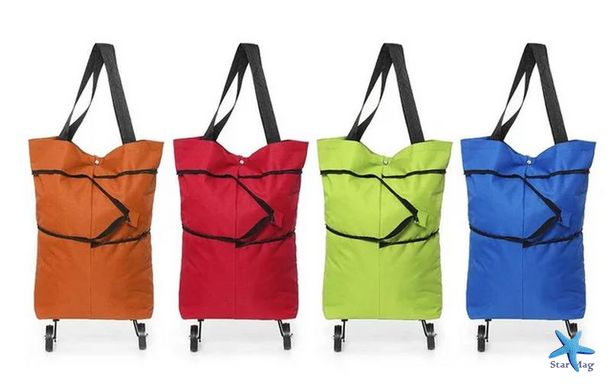 Складная хозяйственная сумка – трансформер 2 в 1 Шоппер + тележка для продуктов на колесиках