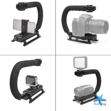Портативный стабилизатор AY 49U для видеосъемки U-образная ручная стабилизирующая подставка – кронштейн с держателем камеры/телефона и вспышки