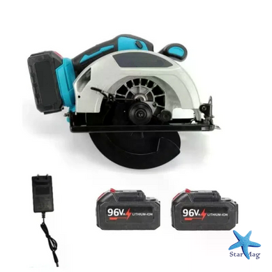Аккумуляторная циркулярная пила DOMOTEC 7&Prime; 96V &bull; Беспроводная дисковая пила DOMOTEC 7&Prime; 96V 800 Вт с диском 185 мм и 2 аккумуляторами для дерева