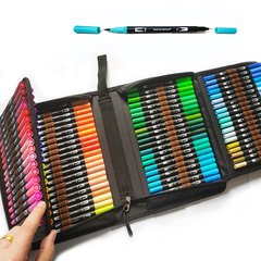 Профессиональный набор двусторонних акварельных маркеров, 100 шт · Художественные фломастеры для рисования в пенале