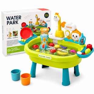 Детский игровой столик 26X-160 с раковиной и водой &bull; Игрушечная кухонная мойка 26X-160 с электрическим краном, циркуляцией воды и аксессуарами