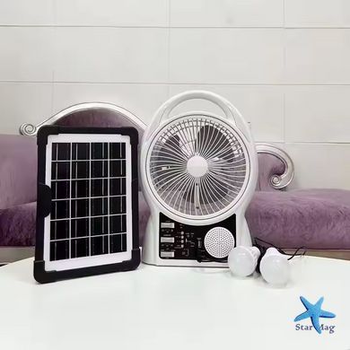 Портативный вентилятор 4в1 с солнечной панелью, Bluetooth, радио и LED-подсветкой N288 &bull; 8&Prime; настольный вентилятор с аккумулятором