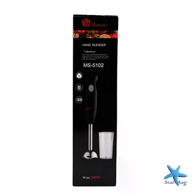 Погружной блендер DOMOTEC MS-5102 черный 400 Вт &bull; Ручной кухонный блендер с нержавеющей насадкой и мерным стаканом