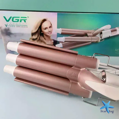 Тройная плойка VGR V-599 для волос &bull; Щипцы VGR V-599 3 волны 22 мм с керамическим покрытием, регулировкой до 230&deg;C и дисплеем