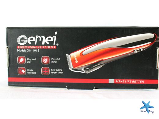 Професcиональная проводная машинка Gemei GM-1012 для стрижки волос, с насадками