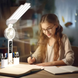 Настільна LED-лампа KRX-1011 з вентилятором, годинником і підставкою &bull; Акумуляторний світильник із дисплеєм, сенсорним керуванням і 3 режимами світла для роботи, навчання та дому