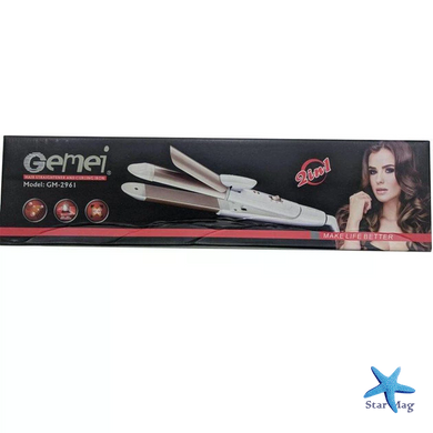 Плойка-утюжок для волос GEMEI GM-2961 2 в 1 &bull; Выпрямитель и щипцы для завивки волос с керамическим покрытием и поворотным шнуром 360&deg;