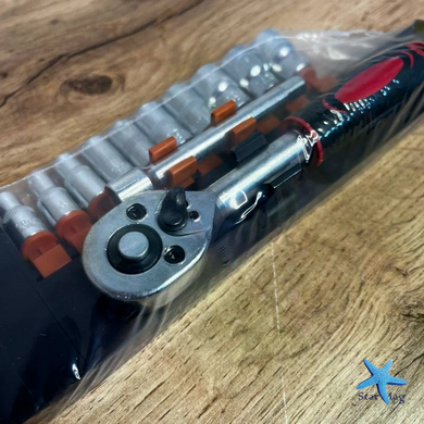 Тріскачка з набором головок 10 в 1 1/4&Prime; для авто та ремонту VEN-1641 &bull; Набір торцевих головок 4&ndash;13 мм з реверсивною тріскачкою та подовжувачем