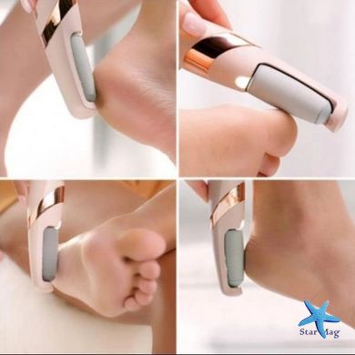 Электрическая пилка для ног Flawless Pedi · Аппарат – пемза для педикюра с двумя насадками · USB зарядка