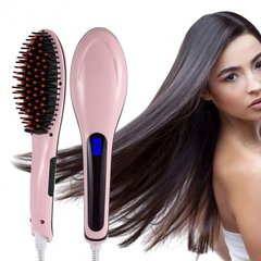 Электрическая расческа-выпрямитель Fast Hair Straightener HQT-906 Фен-щетка для выпрямления и укладки волос с LED дисплеем и регулировкой температуры