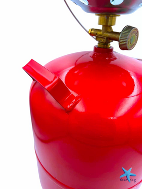 Газовий балон 12 л з пальником 22 см побутовий комплект &bull; Туристичний газовий комплект 2200 Вт з конфоркою, краном-перехідником і ручкою для перенесення