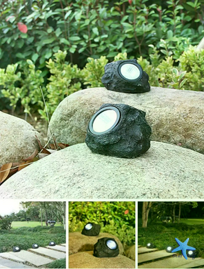 Садовий світильник Garden Light Stone на сонячній батареї ∙ Декоративний LED світильник-камінь для саду, газону, доріжок і ландшафтного підсвічування