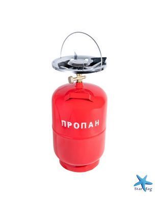 Газовий балон 12 л з пальником 22 см побутовий комплект &bull; Туристичний газовий комплект 2200 Вт з конфоркою, краном-перехідником і ручкою для перенесення