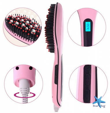 Електрична щітка-випрямляч Fast Hair Straightener HQT-906 Фен-щітка для випрямлення та укладки волосся з LED дисплеєм та регулюванням температури
