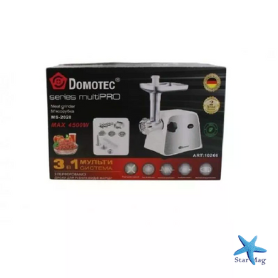 М'ясорубка DOMOTEC MS-2028 4500 Вт &bull; Електрична м'ясорубка DOMOTEC MS-2028 3в1 з реверсом, овочерізкою та соковижималкою