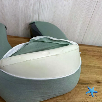 Подушка для шеи U-образная Memory Foam 28&times;26&times;12 см &bull; Дорожная подушка с эффектом памяти для сна, отдыха, поездок, самолета, авто и офиса