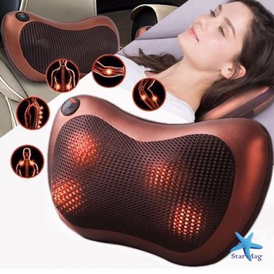 Роликовая массажная подушка Massage Pillow Массажер для спины и шеи и инфракрасным прогревом