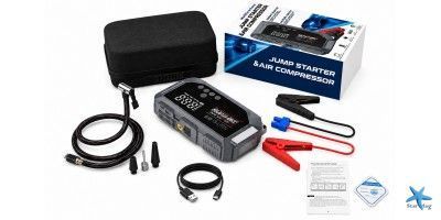 Пускозарядное устройство K3 12000 мАч &bull; Автомобильный Jump Starter 12V с компрессором 150 PSI, пиковым током 600A, Power Bank и LED-фонарем