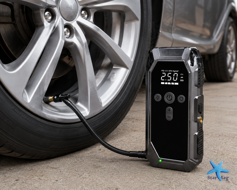 Пускозарядное устройство K3 12000 мАч &bull; Автомобильный Jump Starter 12V с компрессором 150 PSI, пиковым током 600A, Power Bank и LED-фонарем