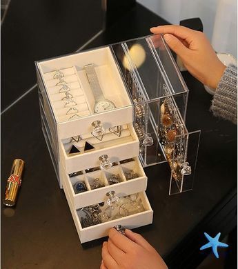 Шкатулка для хранения ювелирных украшений AND XL-1831 Makeup Box &bull; Органайзер для колец, сережек, цепочек, косметики и аксессуаров