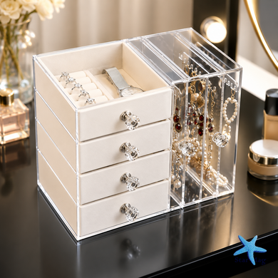 Шкатулка для хранения ювелирных украшений AND XL-1831 Makeup Box &bull; Органайзер для колец, сережек, цепочек, косметики и аксессуаров