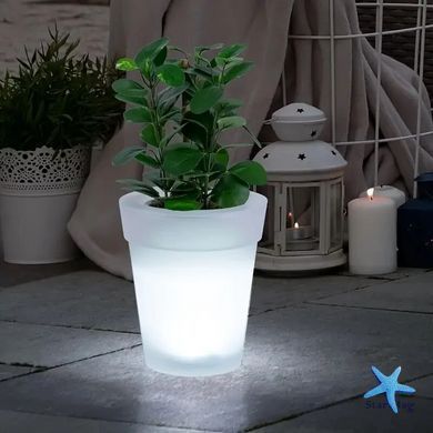 Светильник садовый Вазон для цветов на солнечной батарее ∙ LED кашпо с подсветкой для сада, террасы, двора и ландшафтного декора