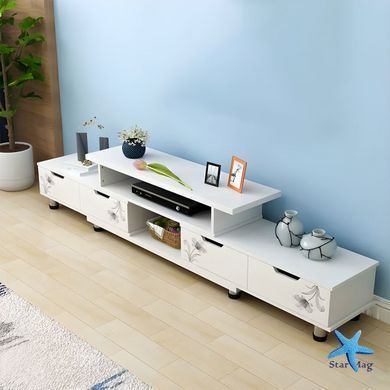Стенка у вітальню під TV STL-MD 80 &bull; Сучасна біла тумба для телевізора до 65" з відкритими полицями