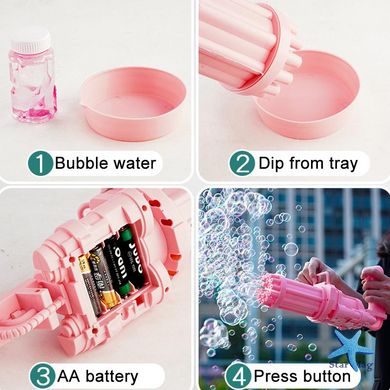 Іграшковий автоматичний пістолет – кулемет для створення бульбашок ∙ Генератор мильних бульбашок Bubble Gun з пляшкою для мила BUBBLE BLASTER