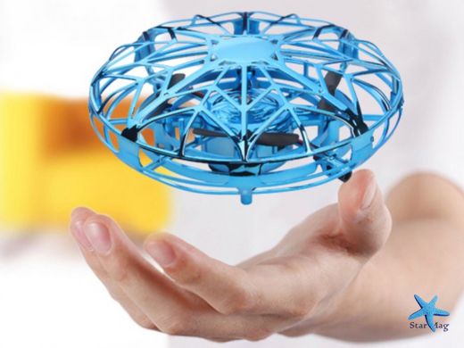 Инновационная игрушка! Летающая тарелка BauTech Дрон ручной Flynova UFO сенсорный спиннер бумеранг летающий с LED подсветкой