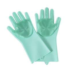 Силиконовые многофункциональные перчатки для мытья и чистки Magic Silicone Glov Бирюзовый PR3