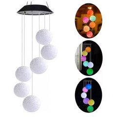 Садовая подвесная лампа с LED шарами на солнечной батарее · Разноцветные декоративные фонарики Музыка Ветра