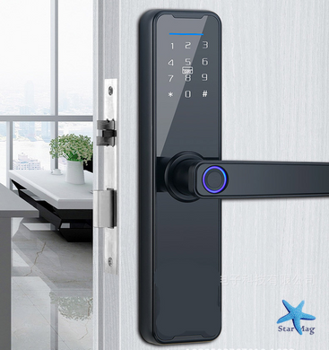 Умный дверной замок SMART TUYA AND 5323 черный &bull; Электронный кодовый замок с отпечатком пальца, паролем, картой и Bluetooth-управлением