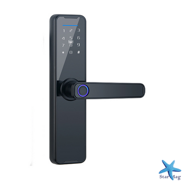 Умный дверной замок SMART TUYA AND 5323 черный &bull; Электронный кодовый замок с отпечатком пальца, паролем, картой и Bluetooth-управлением