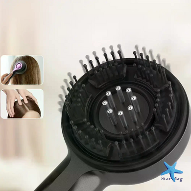 Массажная расческа XL-1313 для роста волос красная &bull; Электрический массажер для головы XL-1313 с ИК-светом, 3 режимами и масляным аппликатором 6 мл