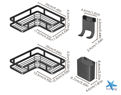 Кутові полиці для ванної Corner Shower Caddy ∙ Компактне та зручне зберігання аксесуарів Corner Shower Caddy