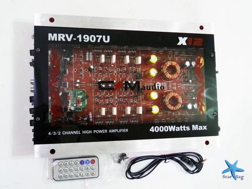 Автомобильный 4х канальный усилитель звука CMAudio MRV-1907U Прозрачный корпус ∙ USB ∙ 4000Вт