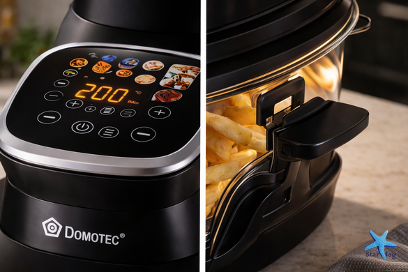 Аэрофритюрница DOMOTEC MS-3227 со стеклянной чашей 7 л ∙ Безмасляная мультипечь с сенсорным экраном и электронным управлением