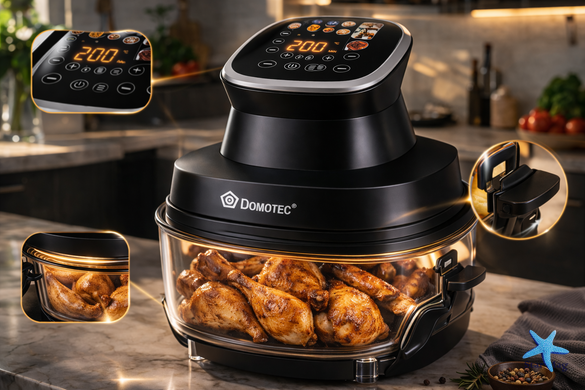 Аэрофритюрница DOMOTEC MS-3227 со стеклянной чашей 7 л ∙ Безмасляная мультипечь с сенсорным экраном и электронным управлением