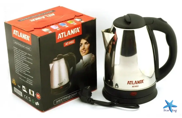 Електричний чайник Atlanfa AT-H02 Електрочайник із нержавіючої сталі, 2 л