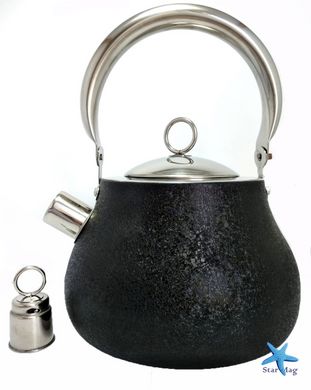 Черный чайник со свистком из нержавеющей стали BN-720, 2.7 л