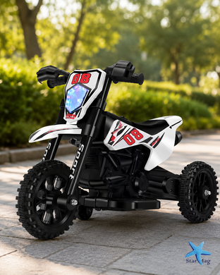 Детский электромотоцикл Cool Mountain 26X-130 белый с LED и музыкой &bull; Детский электрический мотоцикл Cool Mountain 26X-130 с пультом, USB и аккумулятором белый