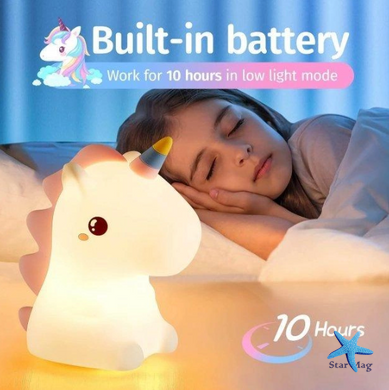 Силіконовий нічник - світильник Єдиноріг з сенсорним керуванням LED USB Cute Unicorn · 7 кольорів підсвічування