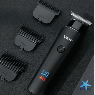 Машинка для стрижки VGR V-937 для волосся та бороди &bull; Акумуляторний тример для окантування з T-подібним ножем, LED-дисплеєм і USB Type-C