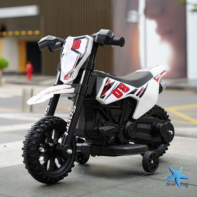 Детский электромотоцикл Cool Mountain 26X-130 белый с LED и музыкой &bull; Детский электрический мотоцикл Cool Mountain 26X-130 с пультом, USB и аккумулятором белый