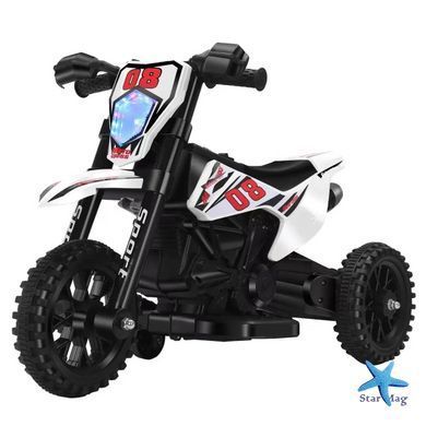 Детский электромотоцикл Cool Mountain 26X-130 белый с LED и музыкой &bull; Детский электрический мотоцикл Cool Mountain 26X-130 с пультом, USB и аккумулятором белый