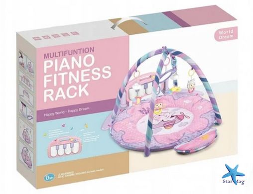 Игровой коврик для новорожденного с развивающими модулями, детским пианино и погремушками PIANO FITNESS RACK