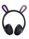Дитячі навушники з вушками кролика Picun B12 ∙ Бездротові стерео навушники «Зайчик» з мікрофоном та LED підсвічуванням ∙ Чорні / Рожеві
