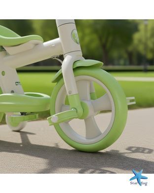Велосипед-біговел дитячий 2в1 з батьківською ручкою SCO22 Green &bull; Дитячий триколісний біговел-трансформер для малюків &bull; Прогулянковий велобіг дитячий зелений